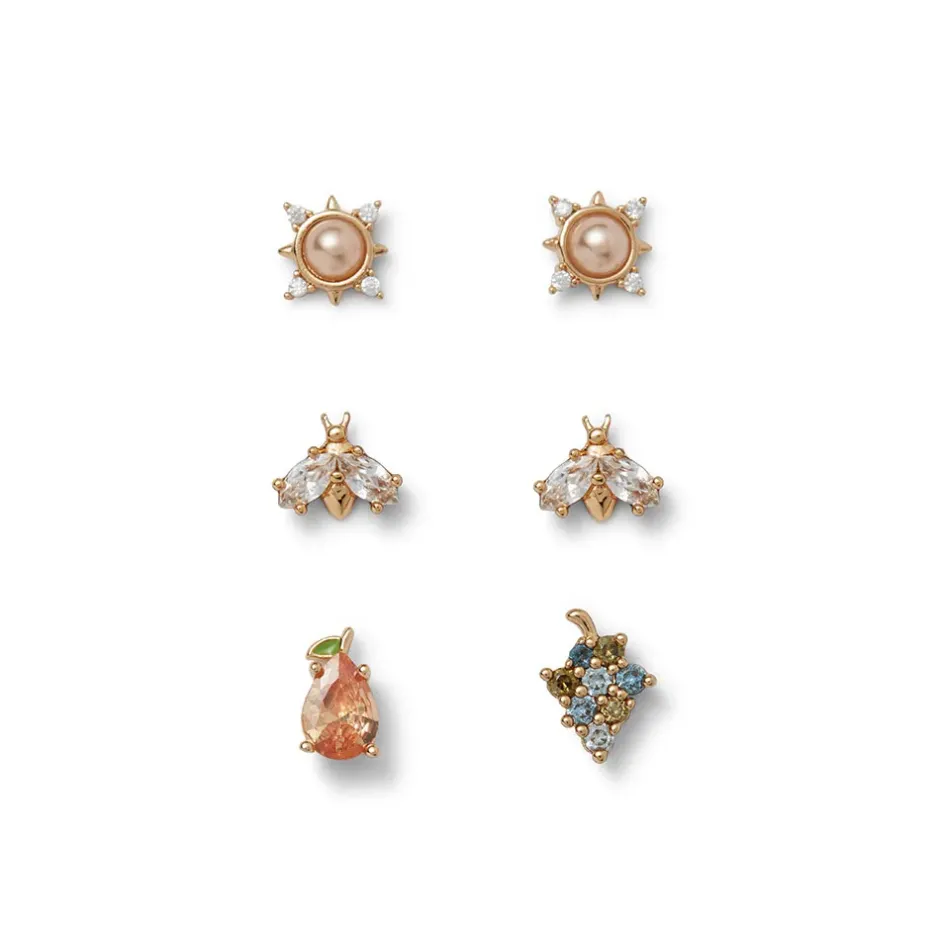 The Metropolitan Museum of Art Earrings*British Tree Of Life Fruit, Insects, And Stars Stud Earring Set