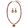 The Metropolitan Museum of Art Jewelry Sets*Classical Carnelian Pendant Necklace And Chandelier Earrings Set