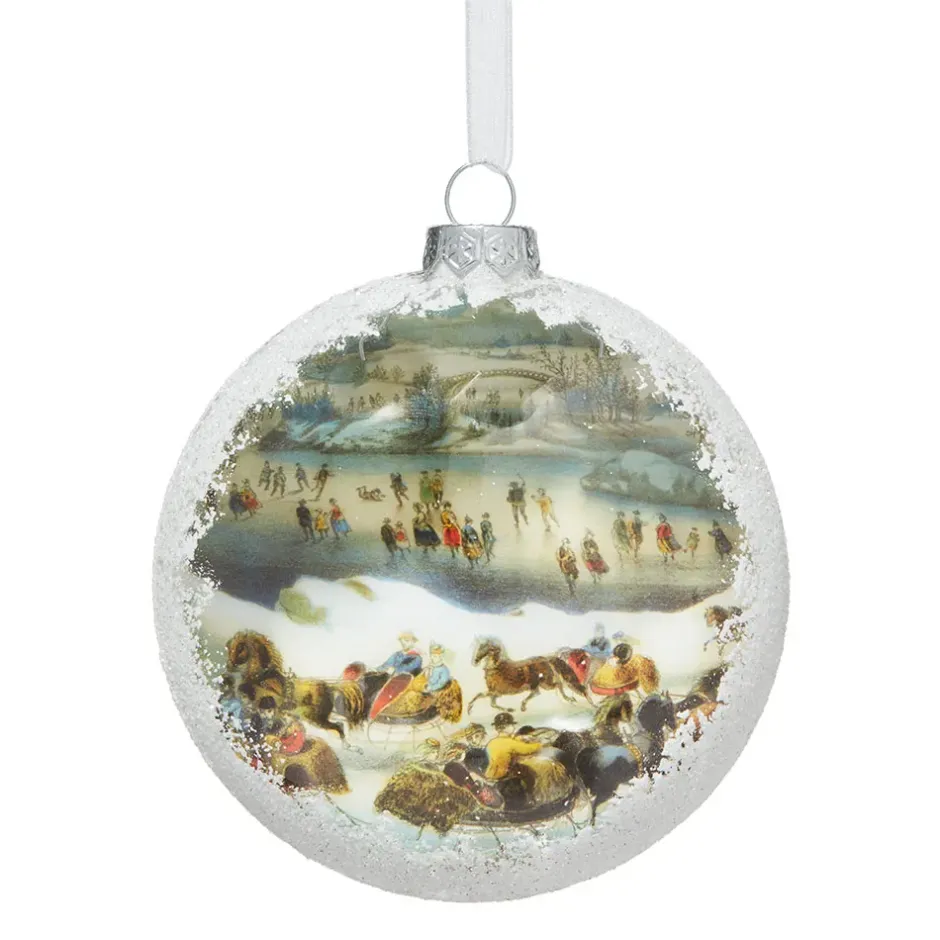 The Metropolitan Museum of Art Ornaments*Currier & Ives Central Park In Winter Glitter And Glass Disc Ornament