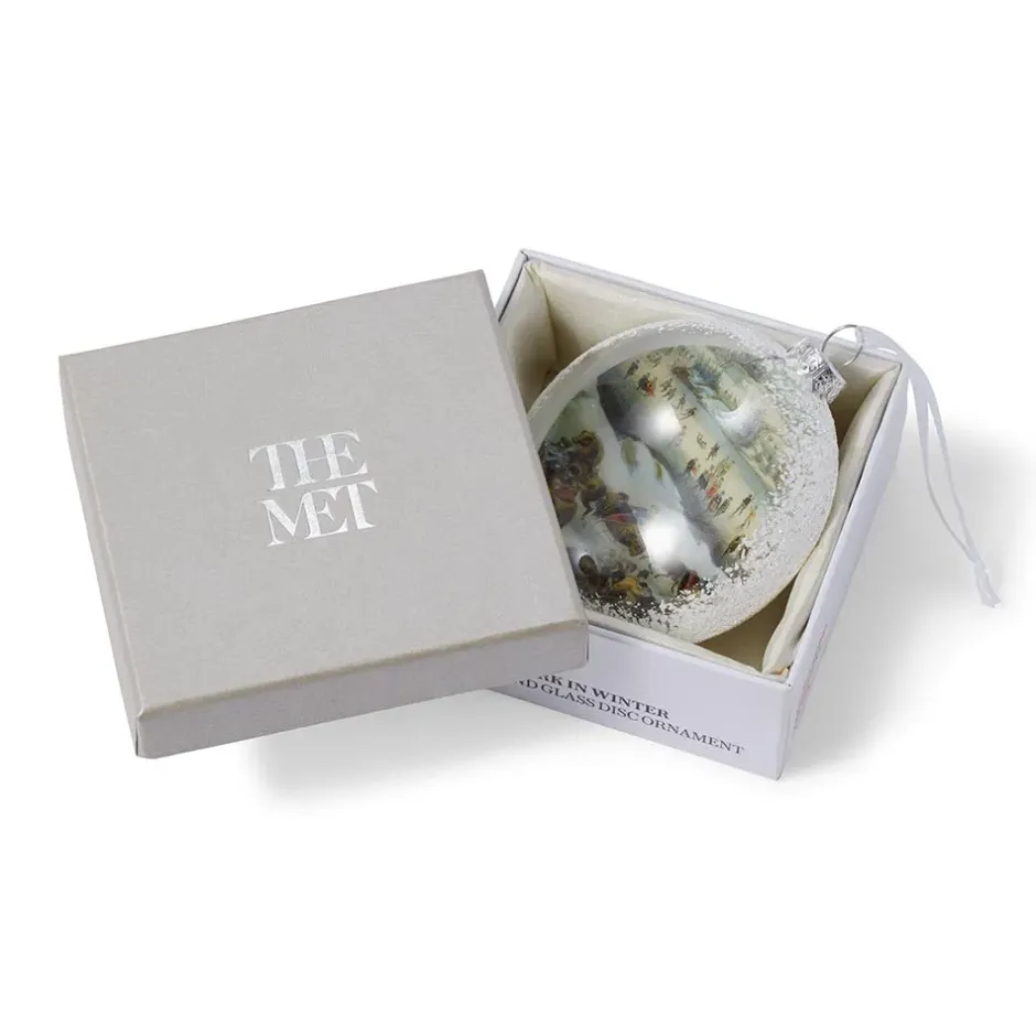 The Metropolitan Museum of Art Ornaments*Currier & Ives Central Park In Winter Glitter And Glass Disc Ornament