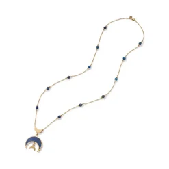 The Metropolitan Museum of Art Necklaces*Fatimid Lapis Crescent Long Beaded Chain Pendant Necklace