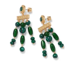 The Metropolitan Museum of Art Jewelry Sets*Roman Malachite Statement Necklace And Chandelier Earrings Set