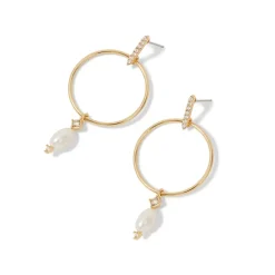 The Metropolitan Museum of Art Earrings*Royal Tudor Forward-Facing Hoop Earrings With Pearl Drops