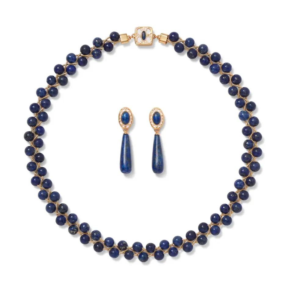 The Metropolitan Museum of Art Jewelry Sets*Spanish Baldric Lapis Braided Necklace And Elongated Drop Earrings Set