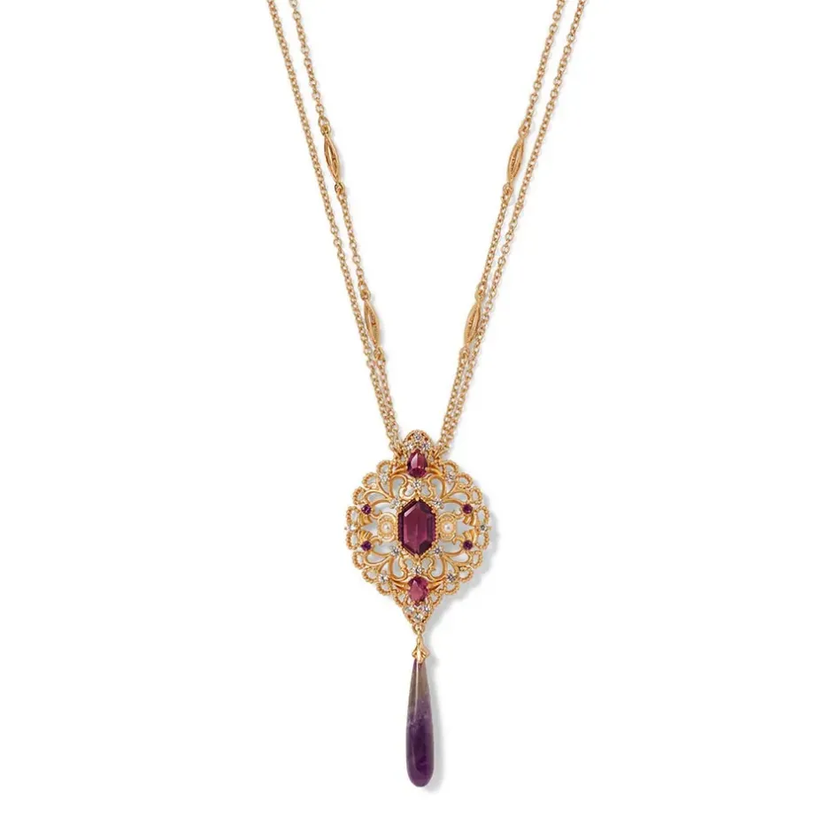 The Metropolitan Museum of Art Jewelry Sets*Turkish Amethyst Long Pendant Necklace And Statement Earrings Set