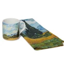 The Metropolitan Museum of Art Tableware*Van Gogh Wheat Field With Cypresses Mug And Tea Towel Set